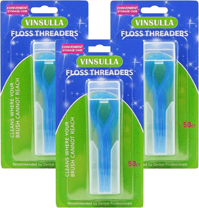 Floss Threaders for Braces, Bridges, and Implants 50 Count (Pack of 3