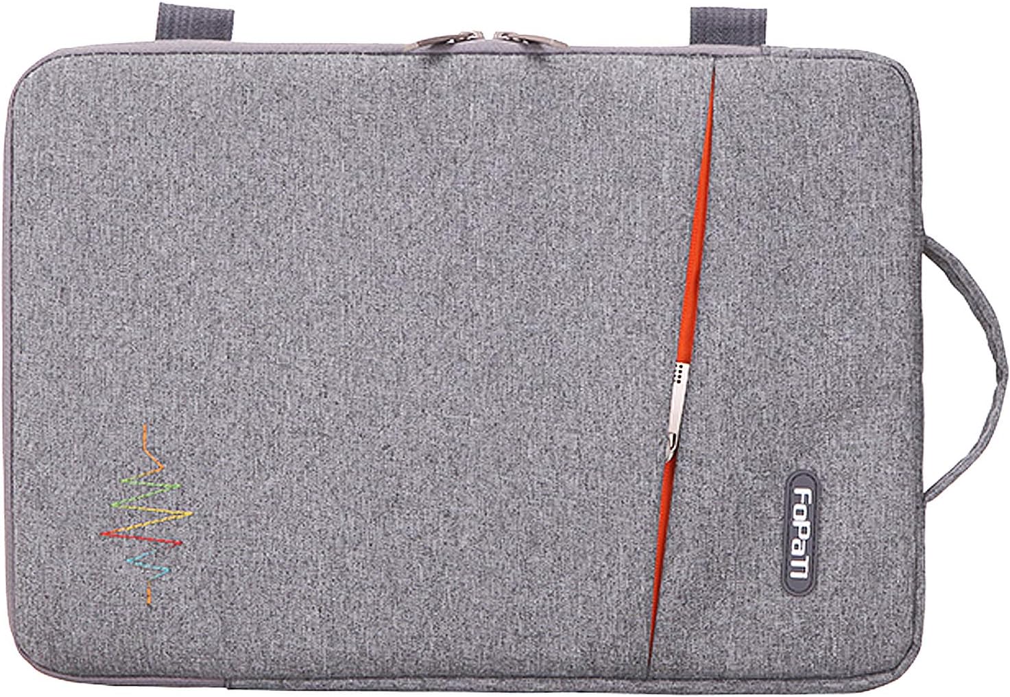 FOPATI 14-15.4 Inch Laptop Sleeve Vertical Pouch Slipcase Shoulder Bag Messenger Bag for Apple Macbook Air Pro 15 Retina/Lenovo HP ASUS Dell Acer Samsung 14 inch Notebook Protective Bag, Light Grey