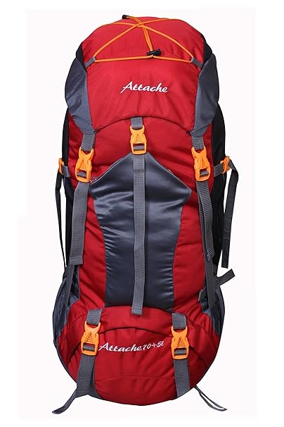 Attache 1025R Rucksack, Hiking Backpack 75Lts (Red) With Rain Cover