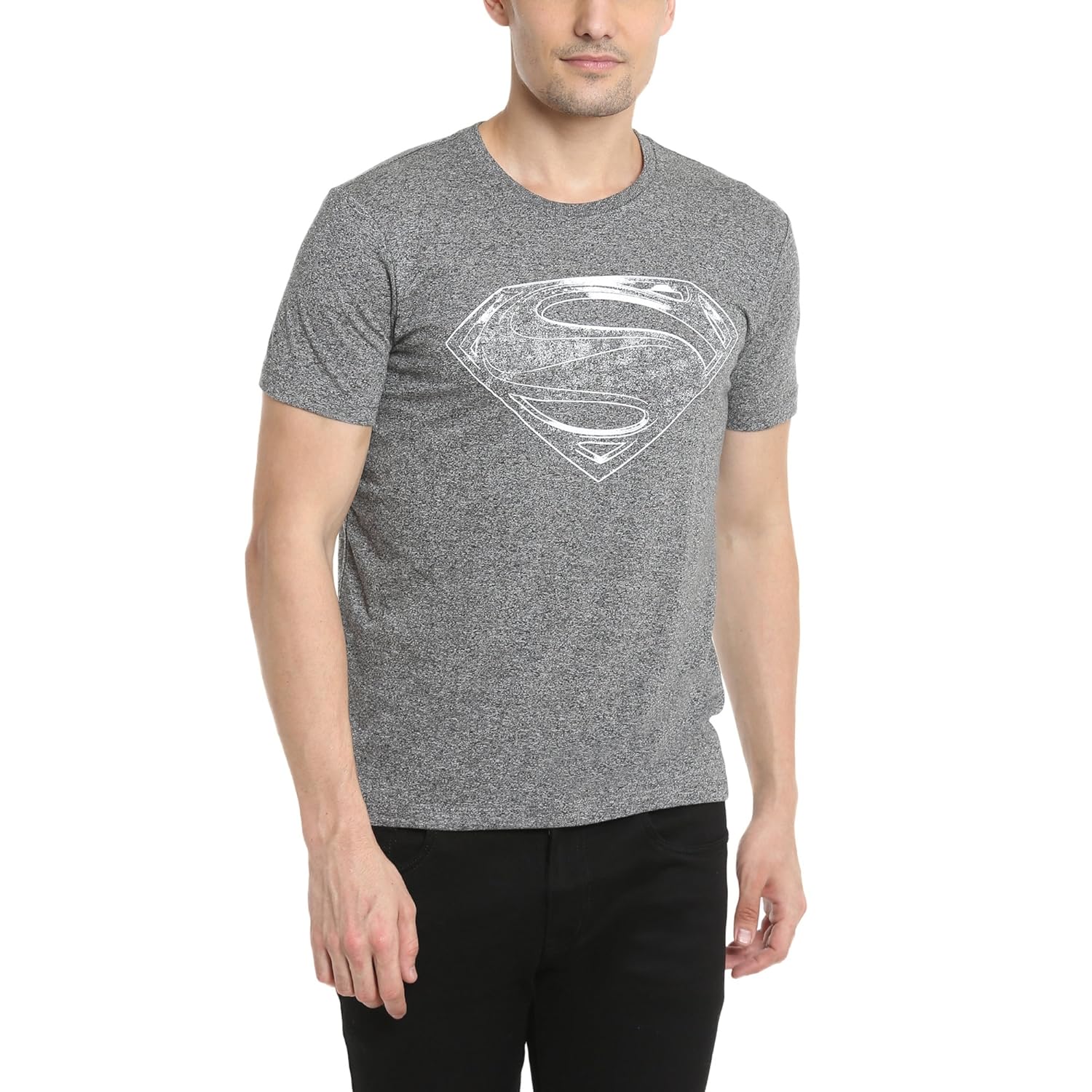 justice league(superman) men's black grindle color half sleeve t-shirt