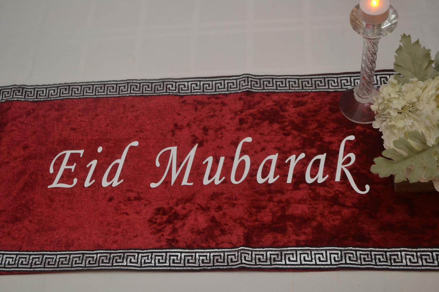 Home Kitchen Eid Mubarak Table Setting Eid Gift Eid Decor Eid Party Supply Ramadan Iftar Table Decoration Eid Table Runner Velvet Arabic Calligraphy Home Decor Ramadan Table Runner Kitchen Dining