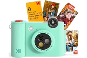 KODAK Smile+ 2-in-1 Digital Instant Print Camera & Wireless Bluetooth Photo Printer - 10MP, Special-Effect Rotating Lens, Zink 2x3” Sticky-Back Photos, Print via Fun App from Smart Devices - Green