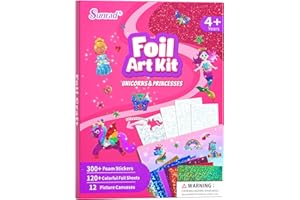 Sunrad Foil Art Kit for Kids Unicorns & Princesses Arts and Crafts, No Mess Art for Kids, Fun Craft Kits & Supplies, DIY Creative Activities, Travel Toys Gifts for Girls & Boys Ages 4 5 6 7 8 9+