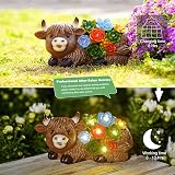 Goodeco Solar Highland Cow Statue Garden Light Outdoor Decoration Brown view 5