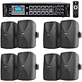 Rockville (8) 5.25" Black Commercial 70v Wall Speakers+Amp for Restaurant/Office/Cafe/Bar
