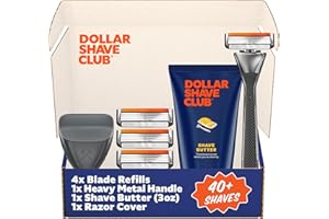 Dollar Shave Club | The VIP Shave Set | 4 Swift Rinse Refill Cartridges, 1 Heavy Metal Handle, 1 Shave Butter 3 ounce, 1 Razor Cover, Razors for Men