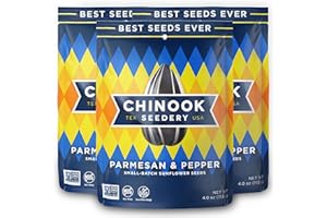 Chinook Seedery Roasted Sunflower Seeds - Jumbo Seeds Keto Snacks - Best For Snack Packs - Gluten Free, Non GMO Snack Food Gifts - 4 Ounce (Pack of 3) - Parmesan & Pepper Flavor Pack