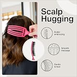 Olivia Garden Fingerbrush Care Iconic Medium Hot Pink Detangling Boar Nylon view 5