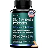 GLP-1 Support Supplement with Akkermansia, Berberine &amp; EGCG for Gut Health | 11-in-1 probiotic blend with Gymnema, Resveratrol &amp; prebiotic inulin - supports digestion, microbiome balance &amp; antioxidants