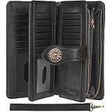 Lavemi Women's RFID Blocking Leather Zip Around Wallet – Large Capacity Phone Holder Clutch With Wristlet, 100% Genuine Cowhide