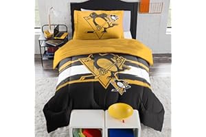 NORTHWEST Officially Licensed Pittsburgh Penguins NHL Team Comforter Set – Microfiber Twin/Twin XL Comforter & Sham with Hock