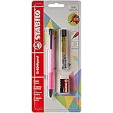 Kit Escolar Lapiseira, Grafite e Borracha – STABILO COM4pencil, Supreme e Grafite – Kit com 3 unidades – Rosa