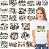 24 Sheets Back to School Dtf Transfers Ready to Press, First Day of School Iron on Transfers for T Shirts Stickers Heat Transfer Vinyl Crafts, Teacher Iron on Decals for Clothes Bags DIY Designs
