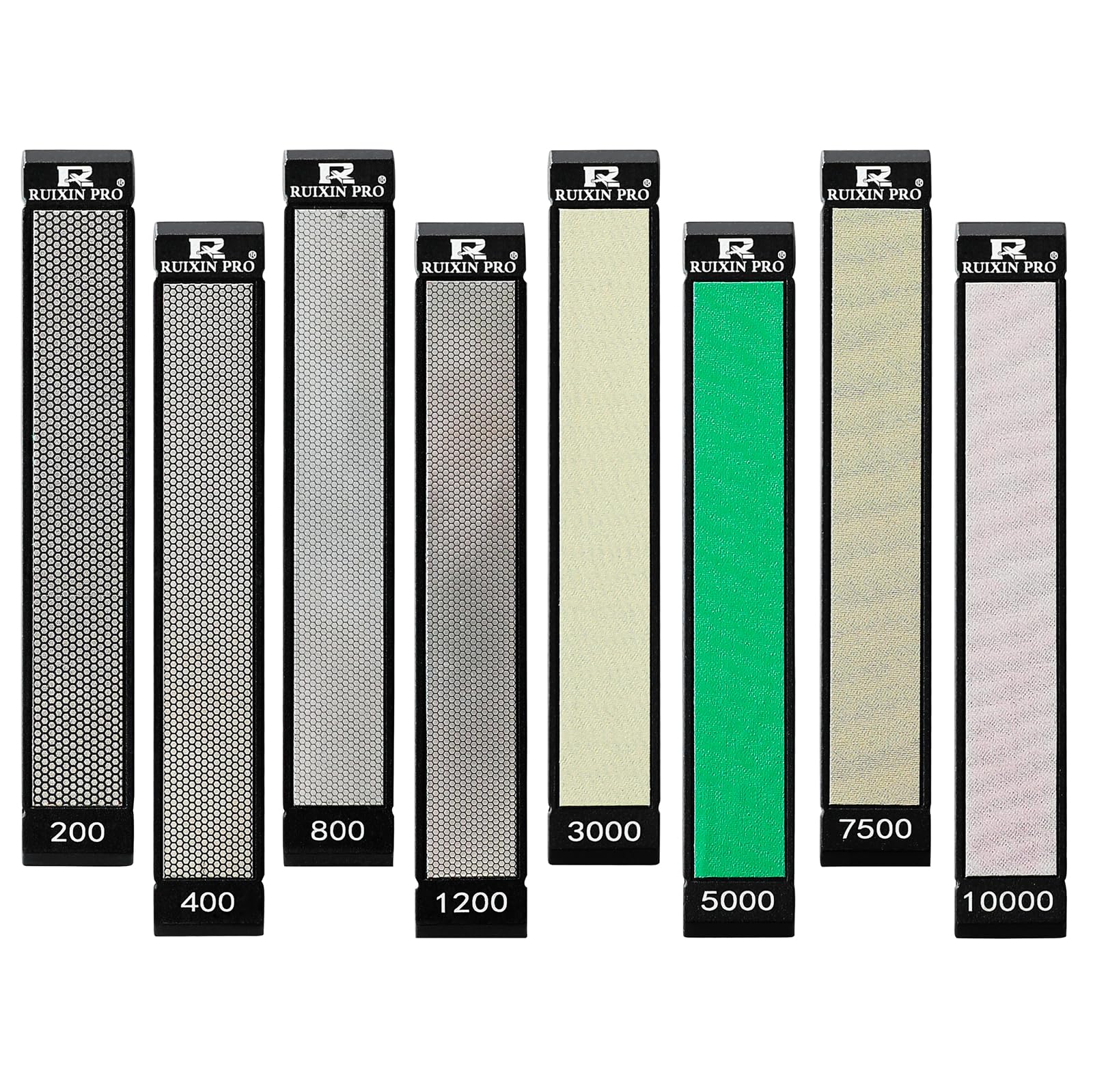 Photo 1 of **missing 1**RUIXIN PRO 8 Pcs Diamond Knife Sharpening Stones for RUIXIN PRO RX-008 RX-009 Knife Sharpener Fixed - Angle Kit, Professional Whetstone Set With Base: 200/400/800/1200/3000/5000/7500/10000 Grit