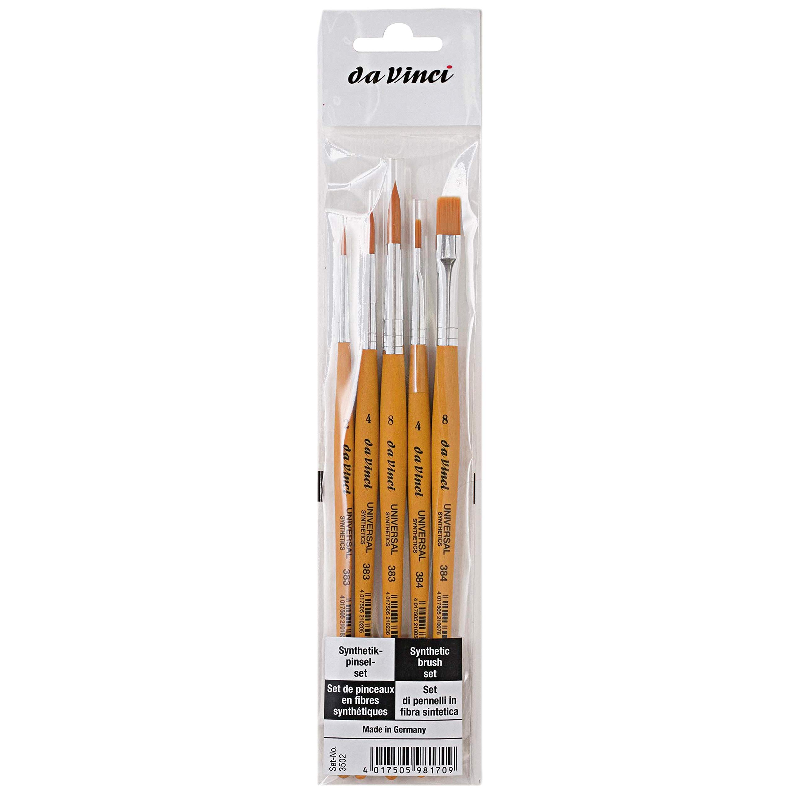 da Vinci Student Series 3502 Universal Student/Beginner Paint Brush Set, Synthetic with Lacquered Handle, 5 Brushes