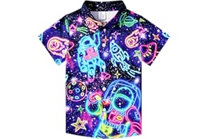 Enlifety Boys Girls Hawaii Shirt Cool Summer Casual Blouse Short Sleeve Button Down Tops Size 2-10T