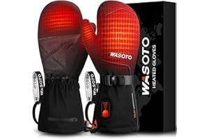 Heated Mittens Gloves for Women Men 7.4V 22.2WH 3000mAh Rechargeable Waterproof Ski Gloves for Winter Skiing Snowboarding