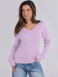 ANRABESS Womens Long Sleeve Cable Knit Sweater 2025