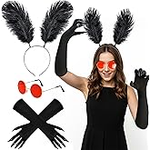 3 Pcs Halloween Mothman Costume Accessories, Mothman Cosplay Moth Paw Glove Fingernail Glasses Headband for Unisex Adults Women Men