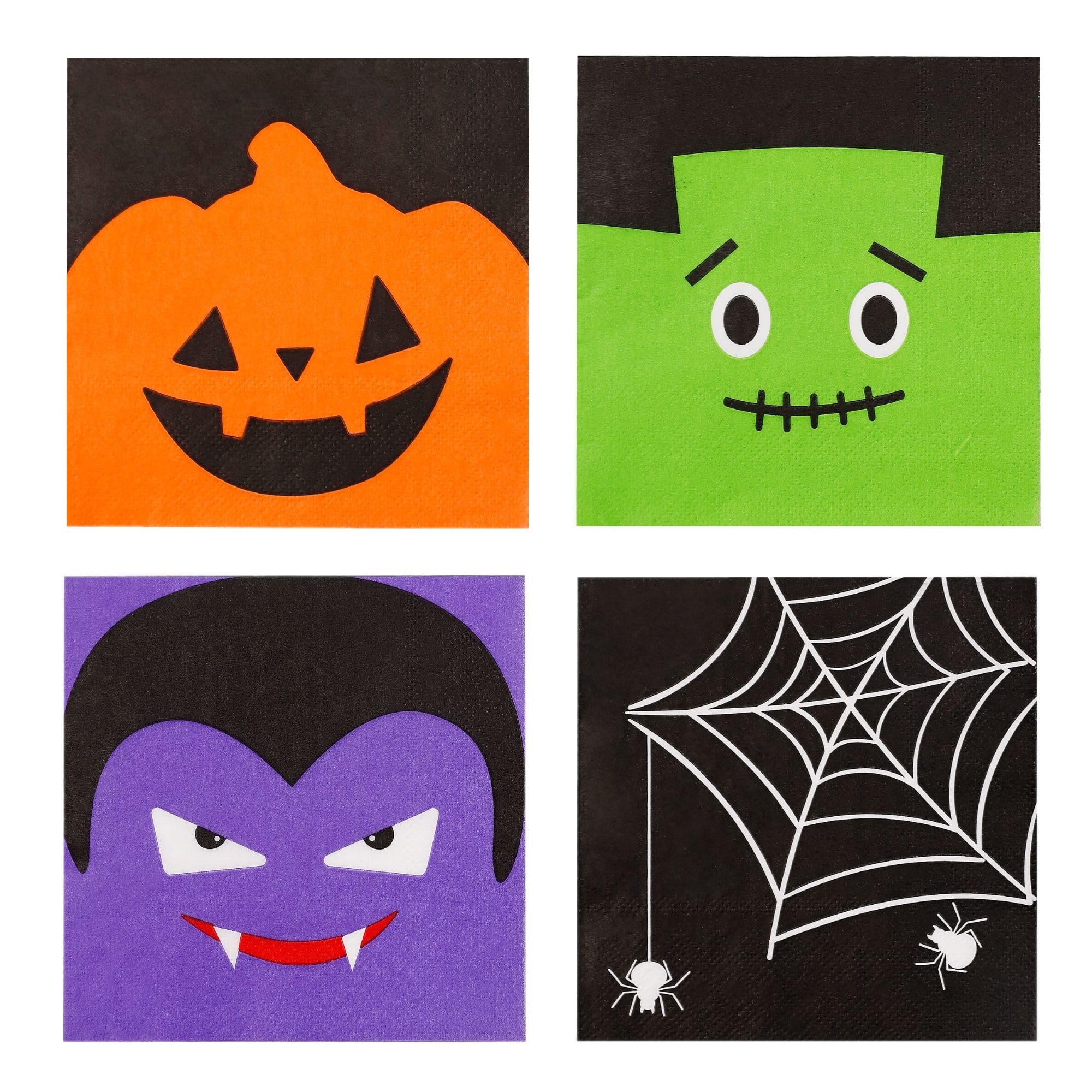 Photo 1 of 100 PK Halloween Cocktail Napkins - 4 Assorted Designs - 3-Ply Halloween Paper Napkins for Party Supplies Disposable Party Napkins Ghost Paper Beverage Napkins Bulk Kids Birthday