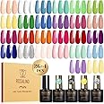 ROSALIND 30pcs Gel Nail Polish Set with Base Gel Top Coat (Glossy Matte and Glitter), 26 Neon Bright Colors Gel Polish Pastel Summer Nail Gel Polish Soak Off U V Manicure Rainbow for Women