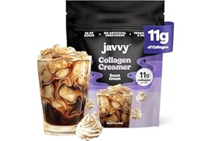 JAVVY Sweet Cream Protein Coffee Creamer - Grass Fed Pasture Raised Collagen - Hair, Skin & Nail Support, Energy-Boosting MCTs, Keto Friendly, Lactose Free & Gluten Free, No Added Sugar, 11g of Protein