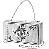 Trnayi Women Poker Card Evening Clutch Rhinestone Purse Casino Vegas Novelty Purse Queen Hearts Bags Playing Cards Gift