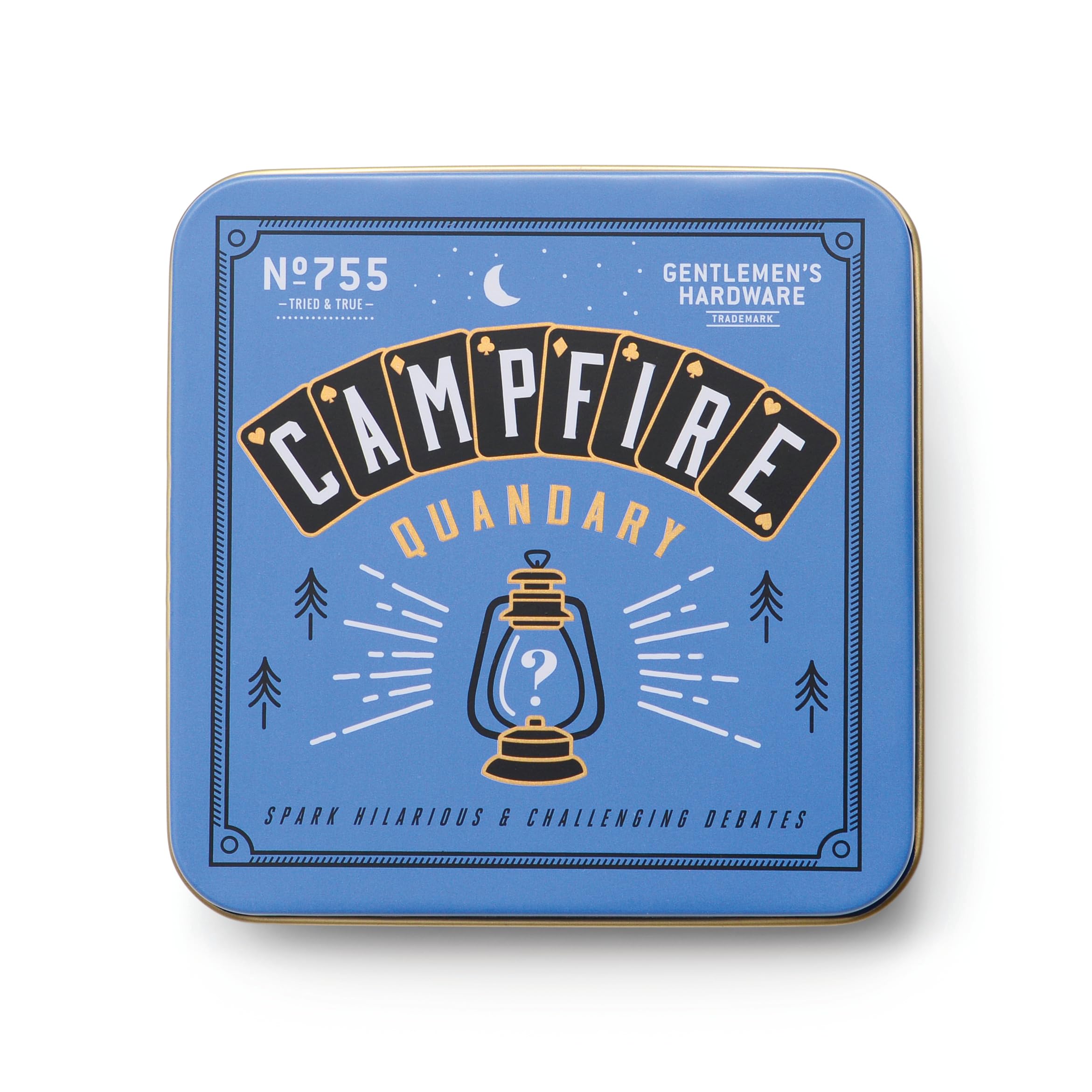 Gentlemen's Hardware Campfire Quandary Playing Cards Game in Travel Tin, 100 Cards, Blue