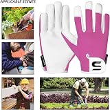 SAWANS Leather Gardening Gloves Thorns Proof for Women Men Pink M view 4