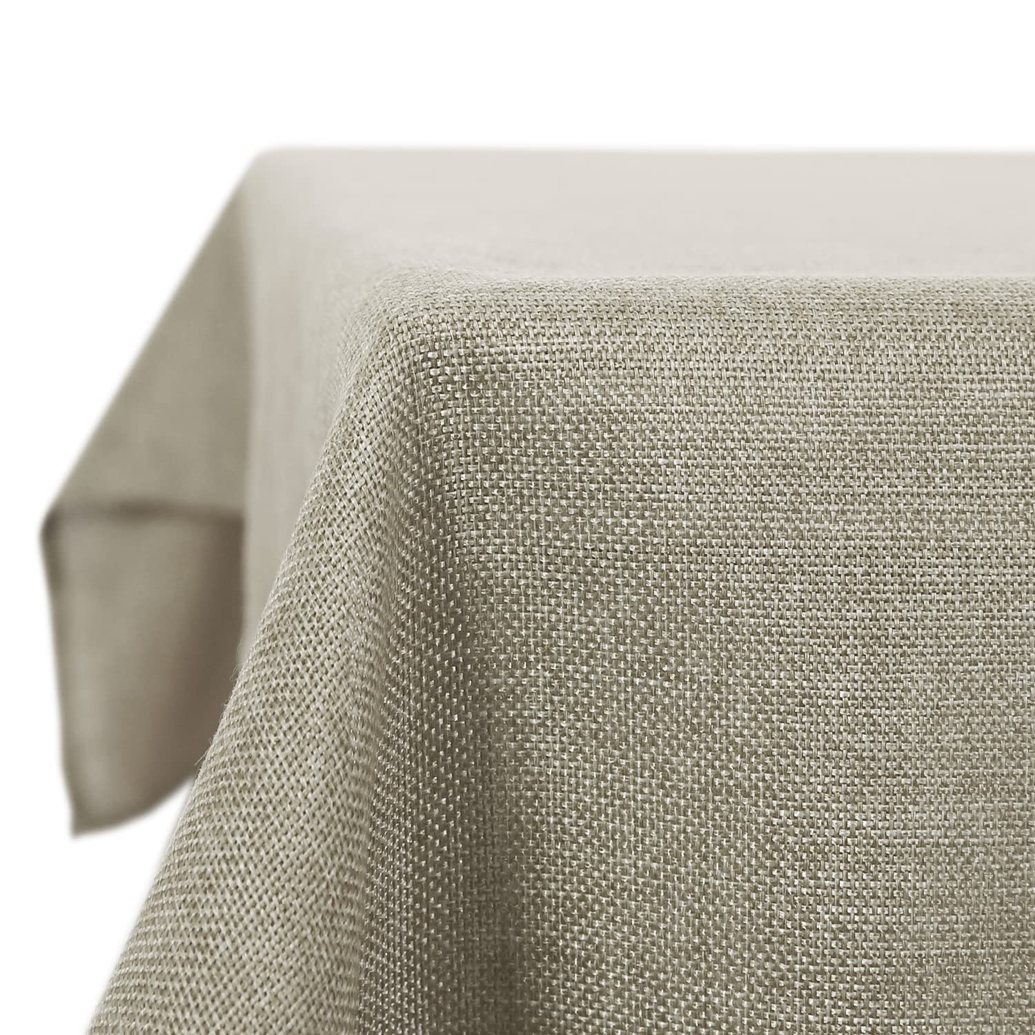 Deconovo Tablecloth Plain Wipeable Table Cover Faux Linen Tablecloth for Card Table 51x51in(130x130cm) Linen