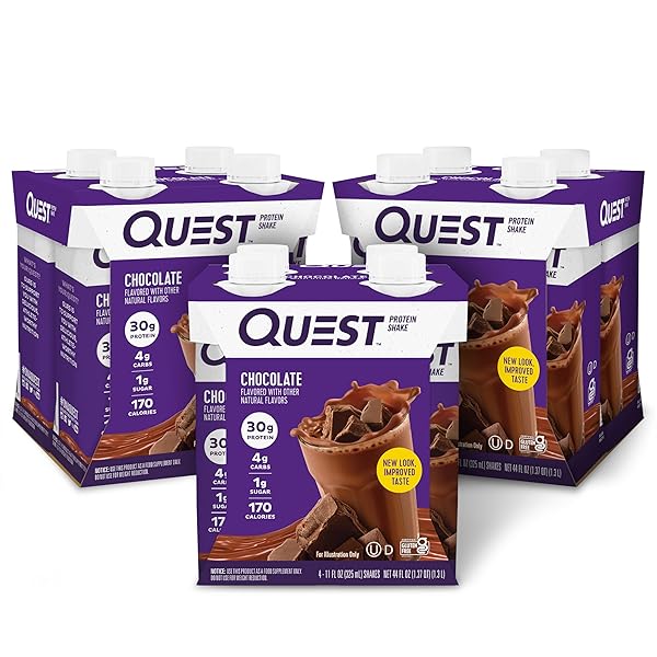 QUEST NUTRITION READY TO DRINK CHOCOLATE PROTEIN SHAKE, 30G PROTEIN, 4G NET CARBS, GLUTEN FREE, KETO FRIENDLY, 11 FL OZ – PACK OF 12