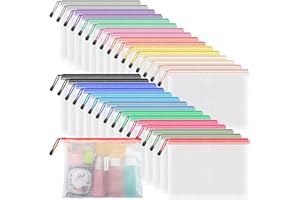 Umriox 32PCS 16 Colors Small Zipper Pouch, 9.5 x 7.1 in, Zipper Bags for Puzzles, School Office Supplies and Travel Storage