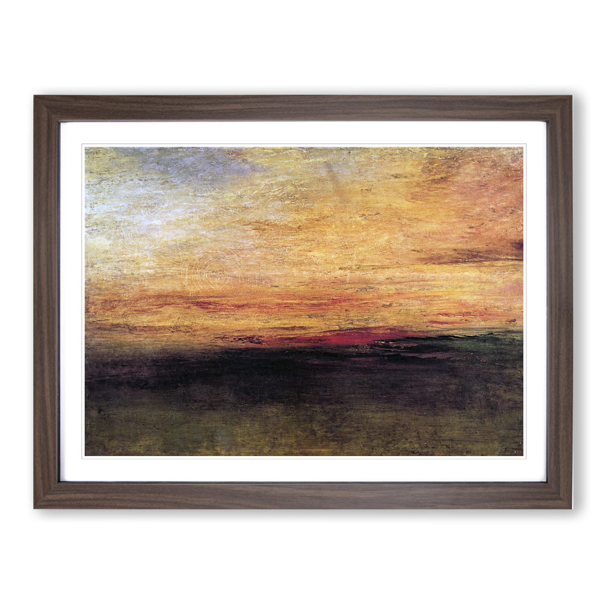J.M.W. Turner Sun Setting Classic Painting Framed Wall Art Print, Ready to Hang Picture for Living Room Bedroom Home Office Décor, Walnut A3 (46 x 34 cm)