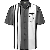 Hardaddy Men's Vintage Bowling Shirt Short Sleeve Button Down Hawaiian Summer Beach Printed Casual Shirts