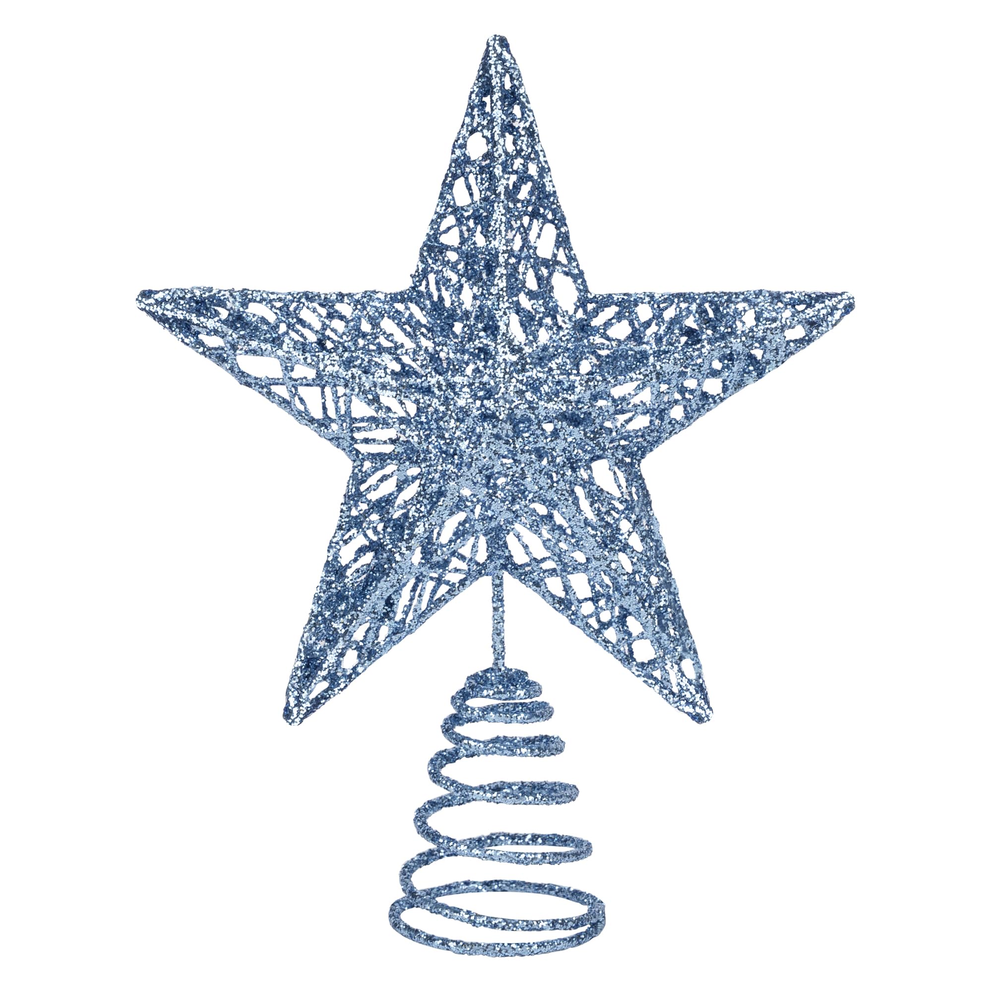 KEYIDO Blue Star Christmas Tree Topper Star for Christmas Tree Metal Xmas Tree Topper for Christmas Decorations Ornaments 20cm