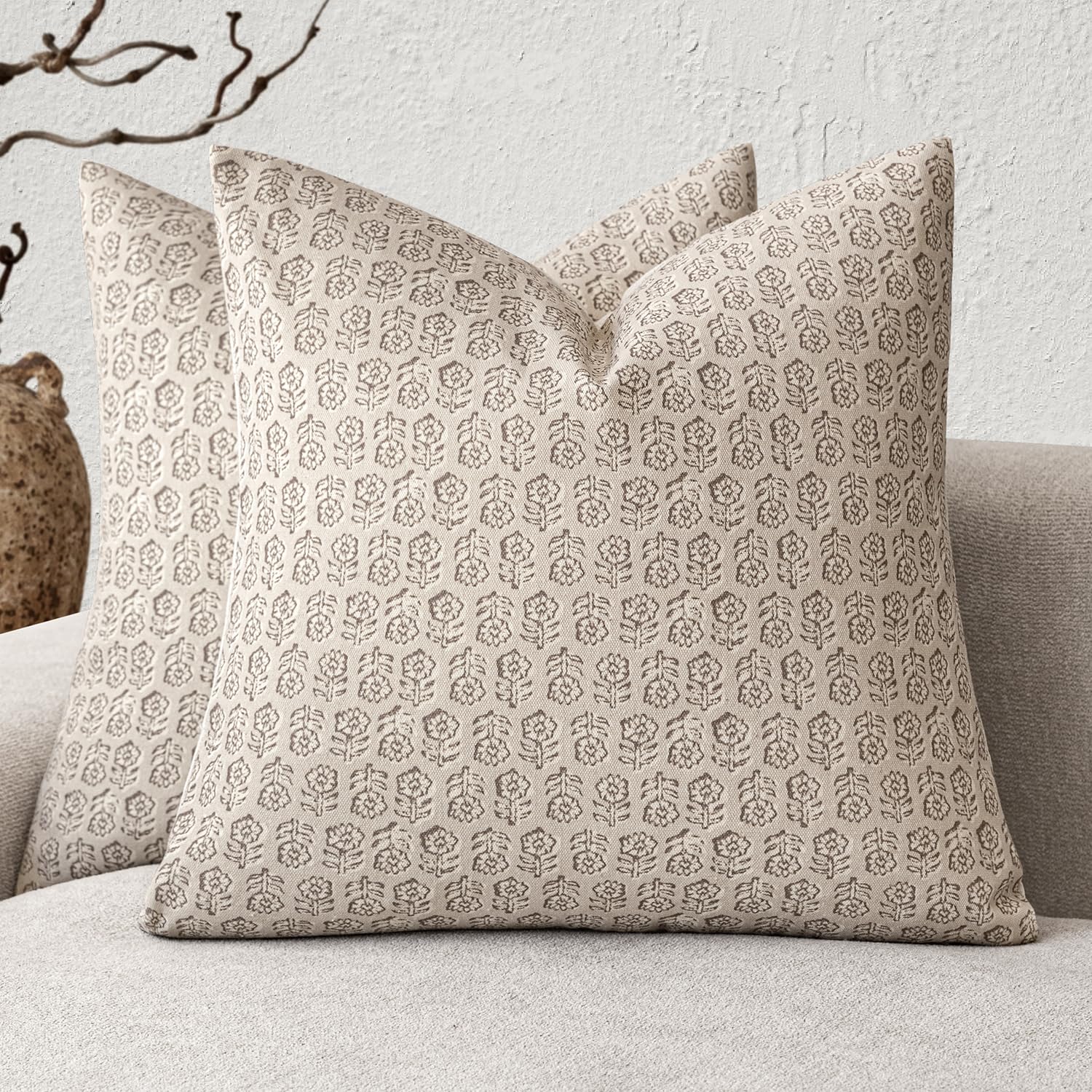 Foindtower Set of 2 Decorative Neutral Floral Print