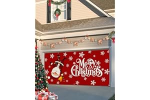 SINGINGIN Christmas Garage Door Banner Cover 7 x 8 ft, Merry Christmas Santa Claus Hanging Upside Down Red Christmas Garage Door Decorations Holiday Christmas Backdrop Decor for Winter New Year Xmas Party