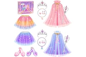 DISHIO Princess Dress Up Toys Jewelry Boutique, Girls Dress Up Shoes Role Play Gifts, Pretend Play Clothes Accessories With Princess Mermaid Theme Costumes Birthday Party Favors For Little Girls Aged 3 4 5 6