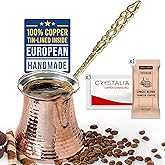 Volarium Turkish Coffee Pot, Greek Arabic Coffee Maker, Hammered Copper Coffee Cezve, Stove Top Coffee Maker (Large)