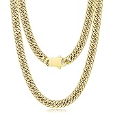 Joymoly 5MM/7MM/9MM Cuban Link Chain for Men Boys with Push-Lock Clasp, Thick 18K Gold Plated Stainless Steel Chains for Men, Cool Mens Necklace Chain 18/20/22/24/26 Inch