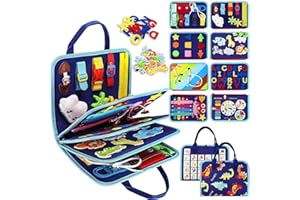 Montessori Busy Board, Tibatoes Busy Board, Montessori Busyboard Travel for Toddlers, Busy Book for Long Car Rides and Summer