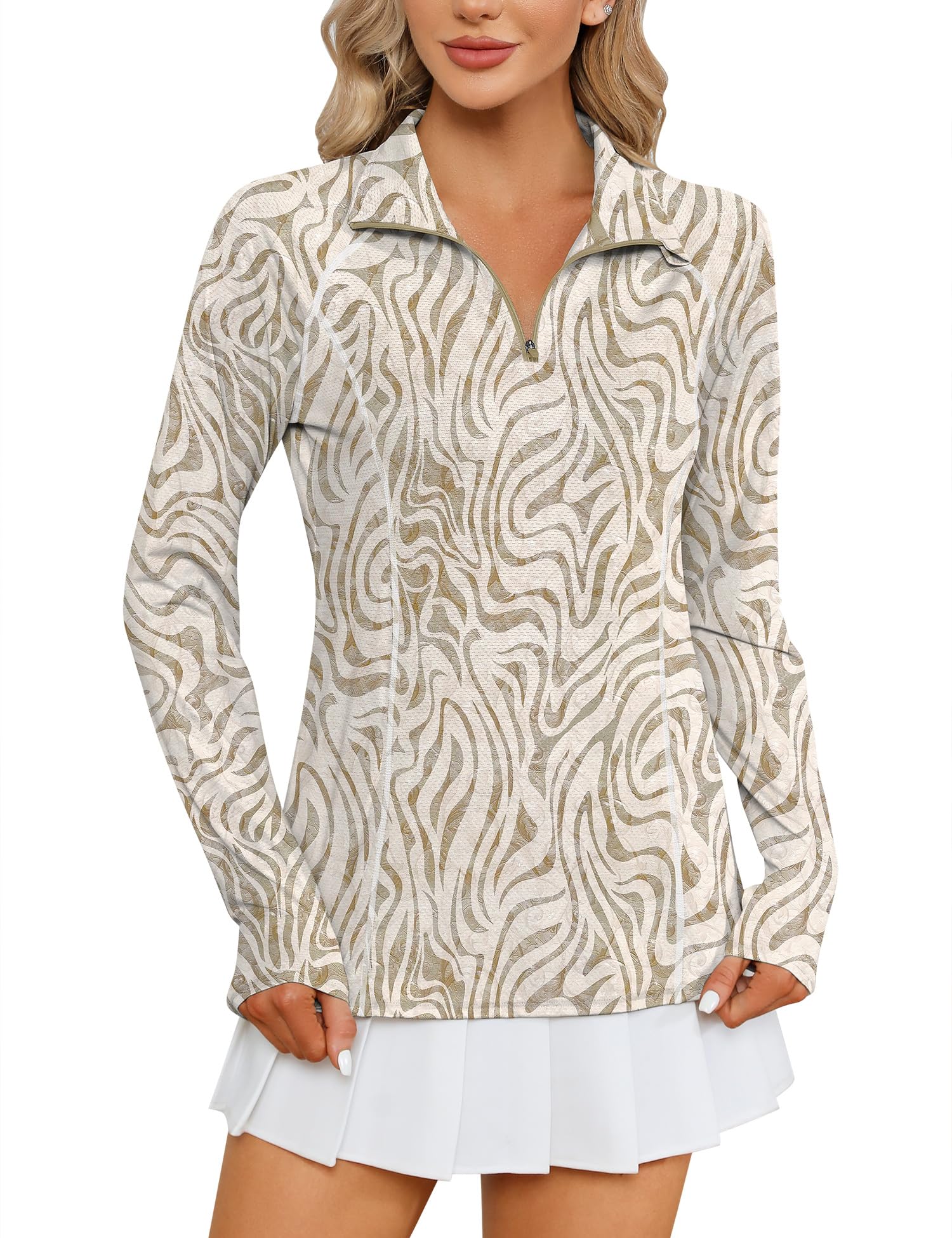 LOMON Womens Workout Tops Long Sleeve 1/4 Zip Uv