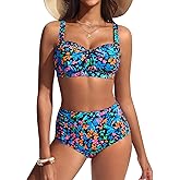 Hanna Nikole Modest Swimsuits for Women 2026, High Waisted Bikini Sets Tummy Control, Tie Cut-Out Bathing Suits