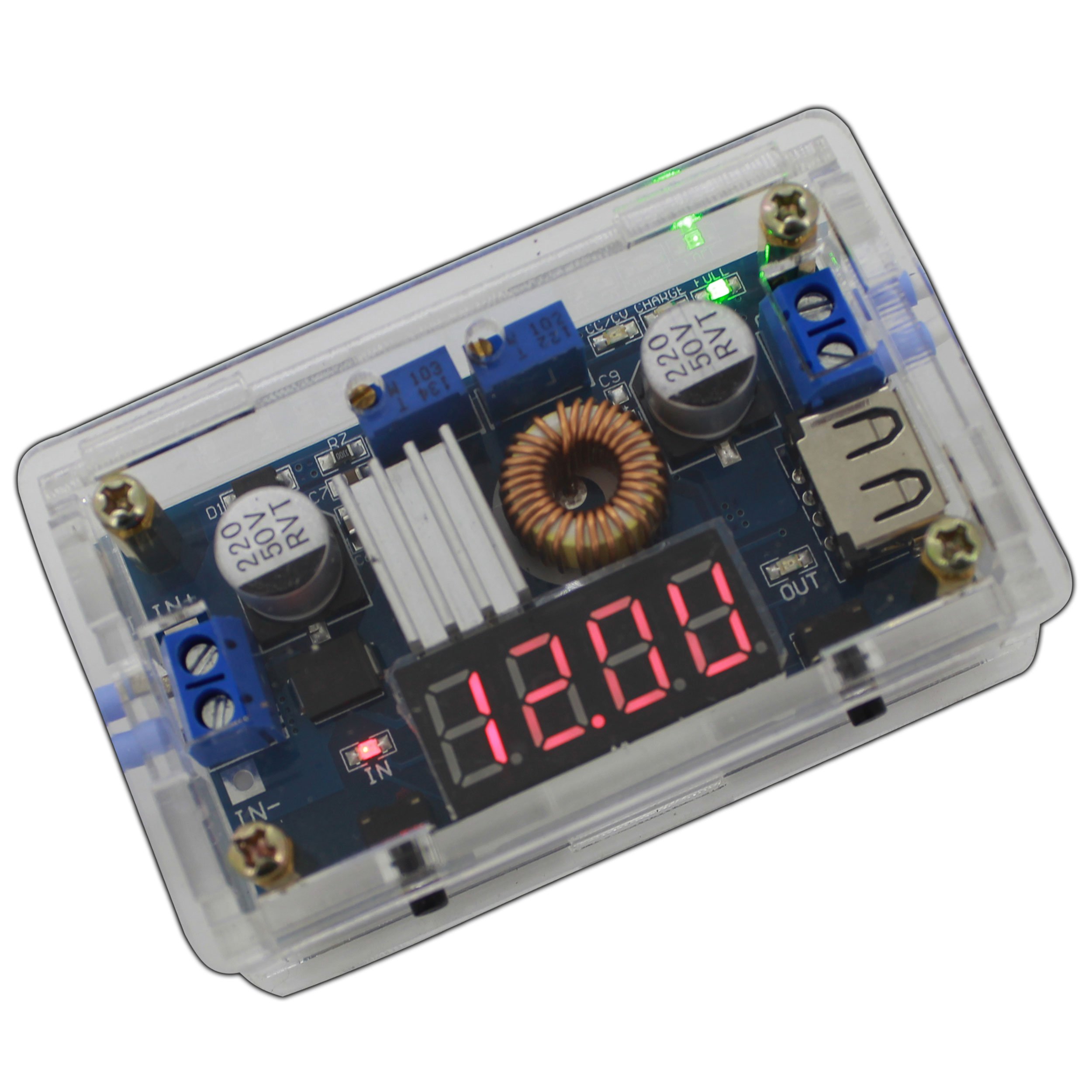 PB-Versand DC to DC Converter (35 Watt), Voltage Regulator for LED Lamps, Devices with Adjustable Output Voltage, 50 W Max, Digital Display, Short Circuit Protection, 12 V LED Lighting