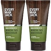 Every Man Jack Men's Mineral Face Lotion w/Broad Spectrum SPF 30 Sunscreen w/Zinc Oxide - Dermatologist Tested UVA/UVB Protection - Daily Moisturizer to Protect & Relieve Dry Skin - 2 Fl Oz (2 Pack)