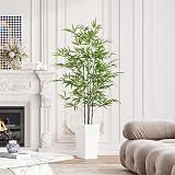 YOLEO 5.5FT Artificial Bamboo Tree with White Planter Indoor Decor view 6