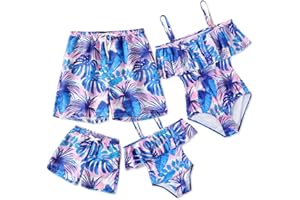 IFFEI Mommy and Me Swimsuits One Piece Monokini Bathing Suits Pattern Printed Family Matching Swimwear