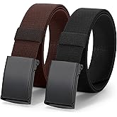 JASGOOD 2 Pack Stretch Web Belt for Men with Metal Buckle Outdoor Work Sports Hunting Hiking