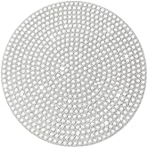 Cumouna Pearl Rhinestone Placemat-15 Round Silver | Bling Table Mat, Anti-Slip Sparkly Decoration for Dining Kitchen Wedding Party