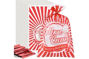 DEXLALA 100PCS Cotton Candy Bags with Ties, 11.8x17.7 Inch Candy Supplies Perfect for Sticks and Candy Cones, Cotton Candy Bulk Accessories for Carnivals and Parties